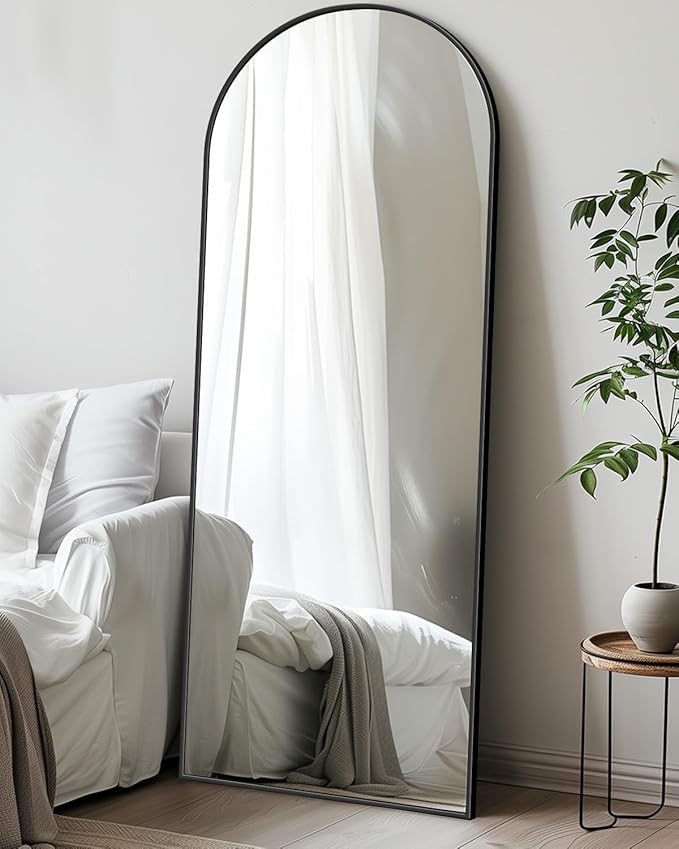 Antok Full Length Mirror, 58"x19" Arched Floor Mirror, Mirror Full Length with Stand, Wall Mounted Mirrors for Living Room Bedroom,Black