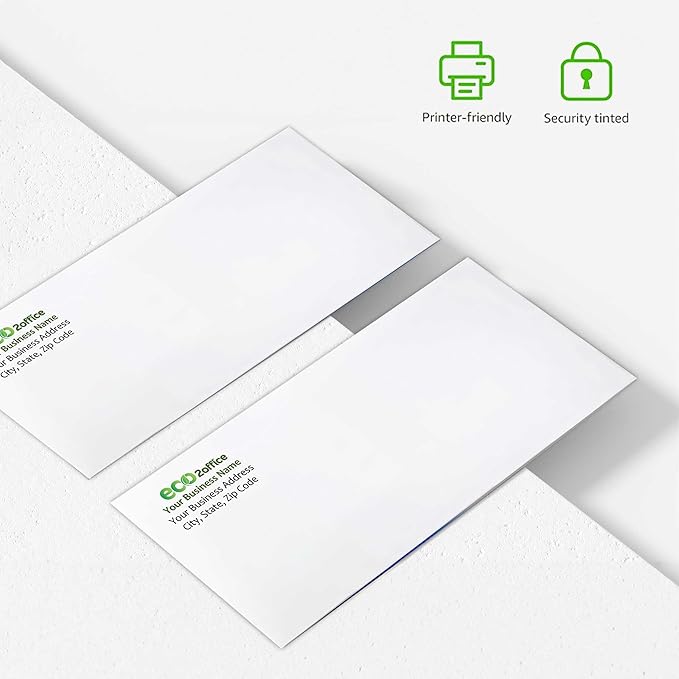 1000 Custom #10 Envelopes with Logo - Personalized #10 Self-Seal - Printed Envelopes with Return Address - Custom Printed Security Envelope - Ideal for Business Mailings - White 1000 Count