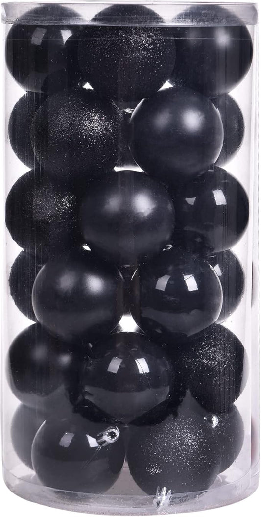 30pcs Christmas Ball Ornaments, 2.36" Shatterproof Tree Decorations, Perfect Hanging Ball for Indoor/Outdoor Holiday Christmas Party Decor (Black)
