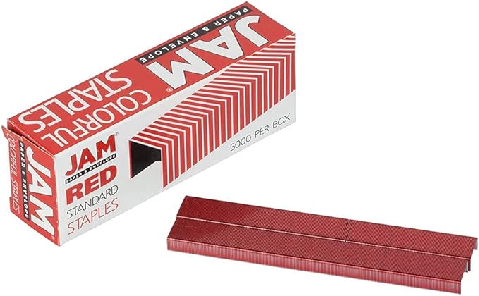 JAM PAPER Standard Size Colorful Staples - Ruby Red - 5000/box