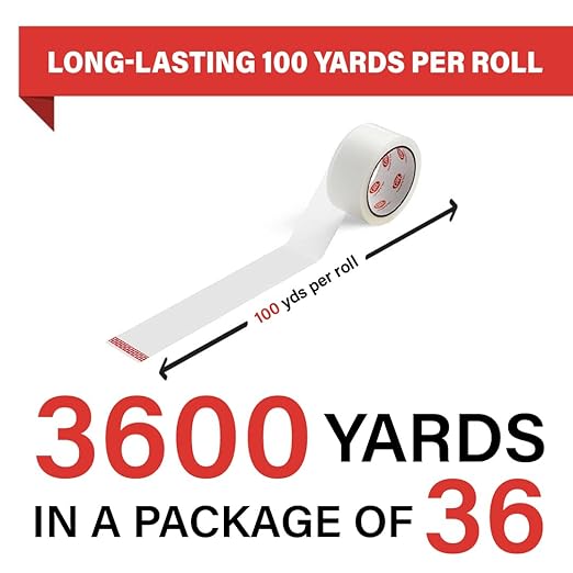 Simply Cool Packing Tape 36 Pack, Heavy Duty Packaging Tape for Shipping, Moving Boxes, Sealing, Mailing & Storage – Strong 1.88” Wide x 100 Yards Per Refill Roll, 3600 Yards Total