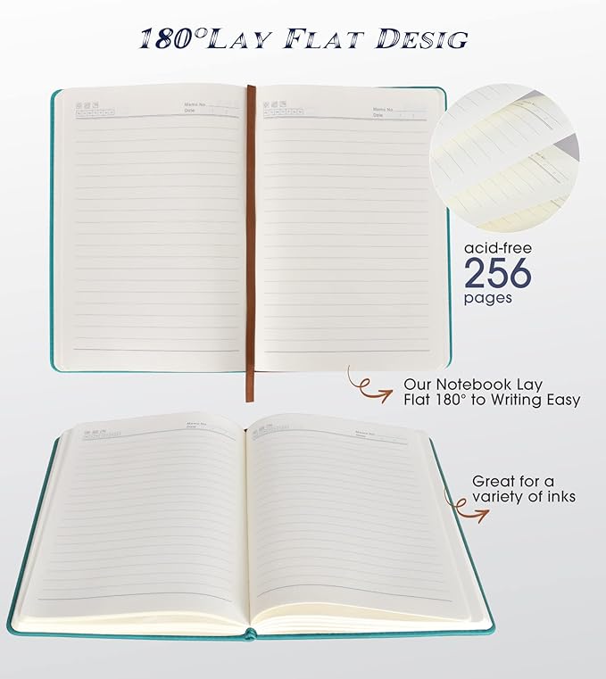 Lined Journal Notebook for Women Men,256 Pages A5 Hardcover Leather Journals for Writing,Travel,Business,Work & School,College Ruled Notebooks for Note Taking,Diary Notepad 5.7"×8.3" (blue)