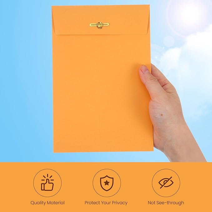 Teling 50 Pcs 5 x 7.5 Manilla Envelopes Clasp Kraft Catalog with Closure for Storing Mailing 28 lb Kraft Envelope Paper for Office Document School Business Home
