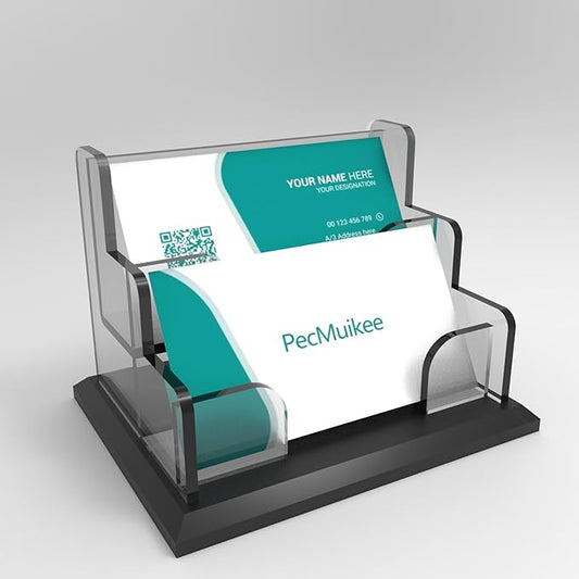PecMuikee Business Card Holder for Desk，Acrylic Business Card Display Stand,Multiple Business Card Holders for Office, Exhibition, Home, Restaurant 2 Slot 2 Tier