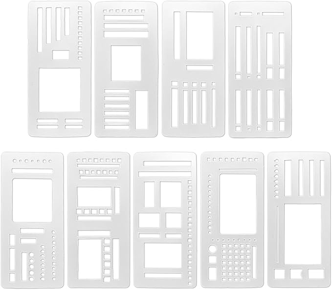 9 Pack Flexible Planner Stencils, Handmade Reusable Templates for Journaling, Dot Grid, Drawing, Checklists & Daily Planning, Calendar Stencils for DIY Crafts and Personal Planners