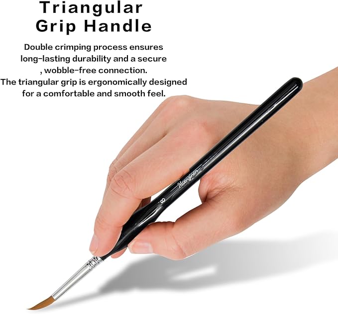 10 Pieces Exquisite Detail Paint Brush Set with Copper Tube and Special Double - Wire - Binding Process，Birch Wood Pen,Triangular Grip. Suitable Oil, Watercolour, Acrylic, Digital Painting