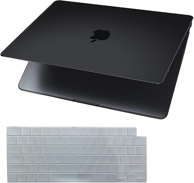 KEROM Space Black Clear Case for MacBook Pro 16 inch 2024-2021 M4 M3 M2 M1 Pro/Max Chip A3403 A3186 A2991 A2780 A2485, Matte Plastic Hard Shell Case & Keyboard Cover, Frosted Space Black