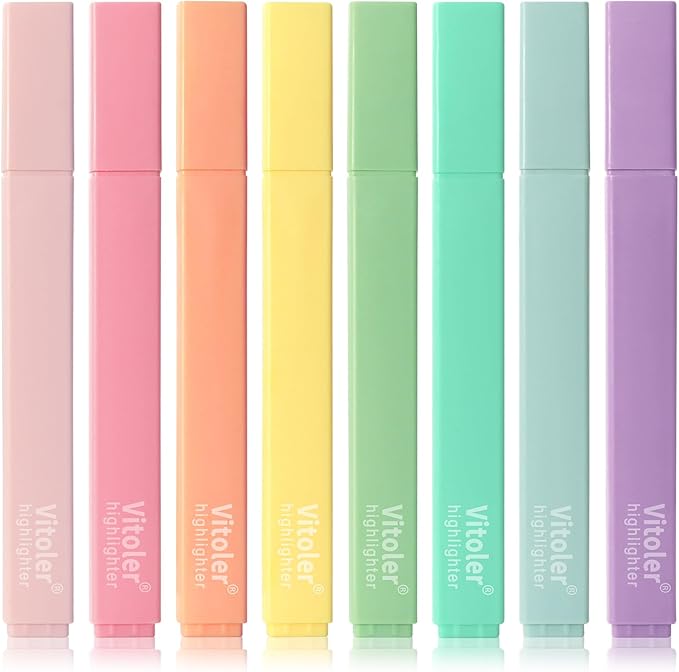 Vitoler Bible Highlighters,Aesthetic Cute Highlighters,8pcs Colorful Highlighter Markers No Bleed for Office School Supplies