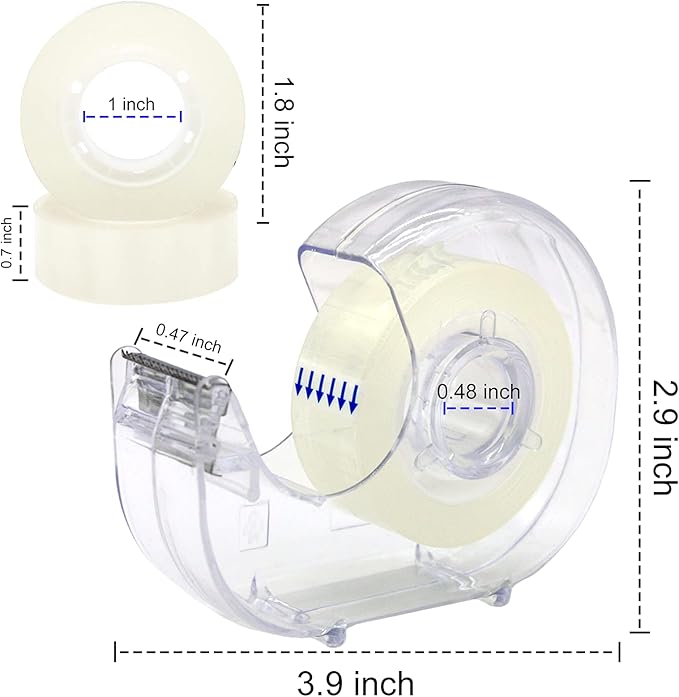 OWLKELA Clear Tapes and Refillable Dispensers 16 Pack, 0.7" x 28 yds per roll, Transparent Tape Refills, Office Tape with Dispenser for Home, School