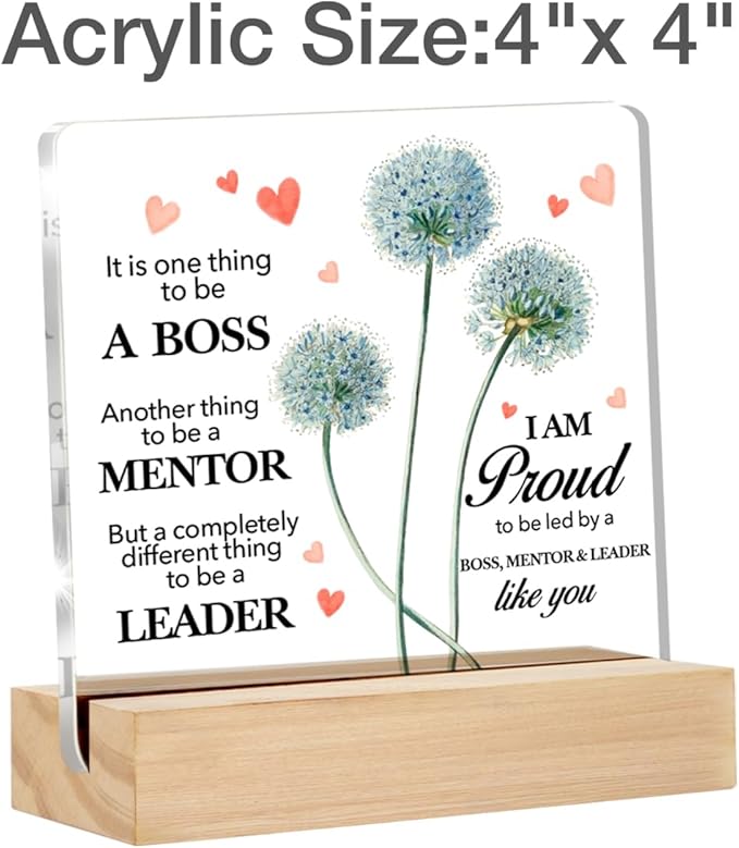 Gifts for Boss Lady Clear Desk Decorative Sign Appreciation Gift for Going Away Boss Day Acrylic Sign with Stand Table Plaque Keepsake Home Office Decor