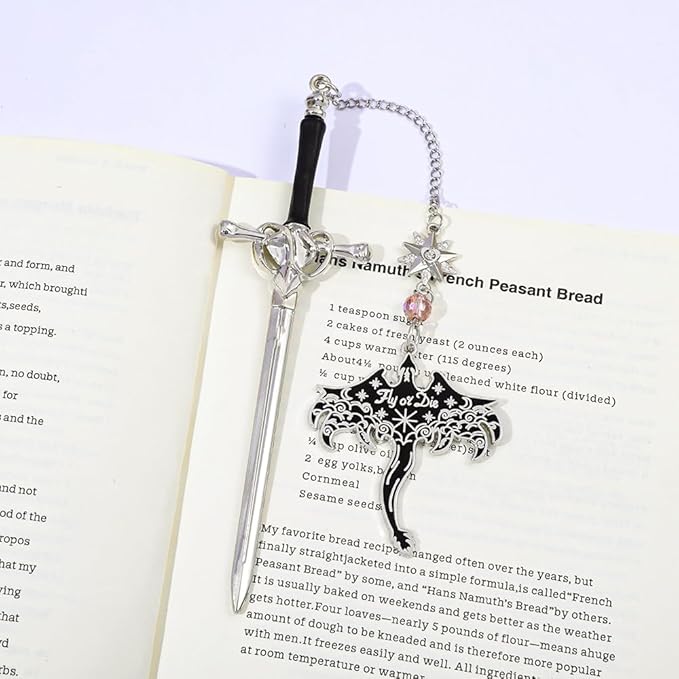 Fantasy Dragon Leather Corner Bookmark, Elegant Metal Dragon Charms Leather Page Saver, Chic Book Accessory for Bookworms, Great Gift for Dragon & Book Lovers (Dragon Sword D)