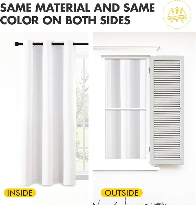 MIULEE Pure White Curtains for Bedroom Living Room 84 Inches Long 2 Panels, Thermal Insulated Room Darkening Drapes Grommet Top Solid Color Window Treatments W40 x L84 Inch