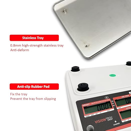 VisionTechShop TVP-60B Price Computing Scale, Lb/Oz/Kg Switchable, 60lb Capacity, 0.01lb Readability, NTEP Legal for Trade COC #19-038, NSF Certified