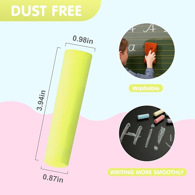 50 Pack Washable Sidewalk Chalks for Kids Non-Toxic Jumbo Chalk for Outdoor Art Play, Colored Chalk for Painting on Chalkboard, Blackboard and Playground