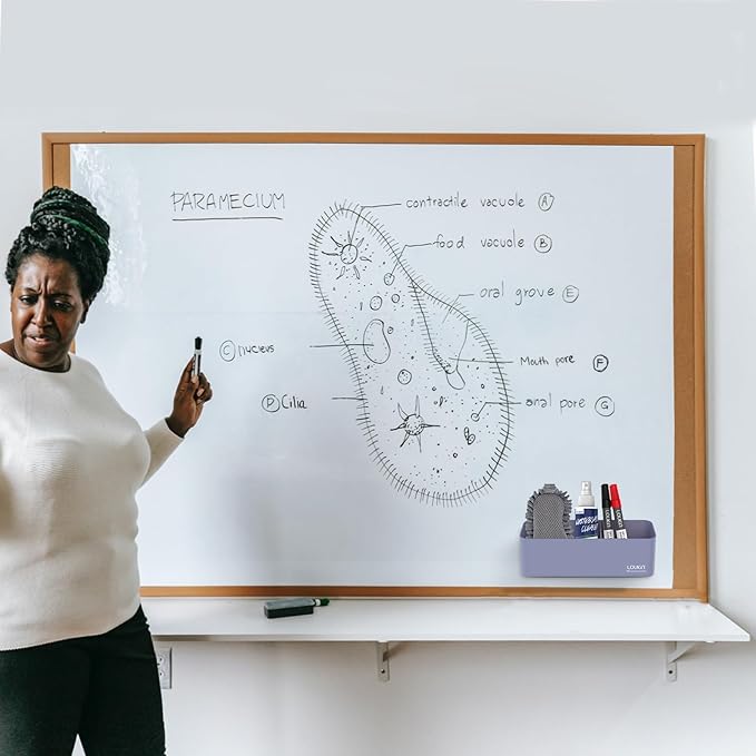 loukin Magnetic and Adhesive Marker Holder, Dry Erase Accessory Tray, Magnetic Storage Organizer for Whiteboard, Glass or Refrigerators (Purple)