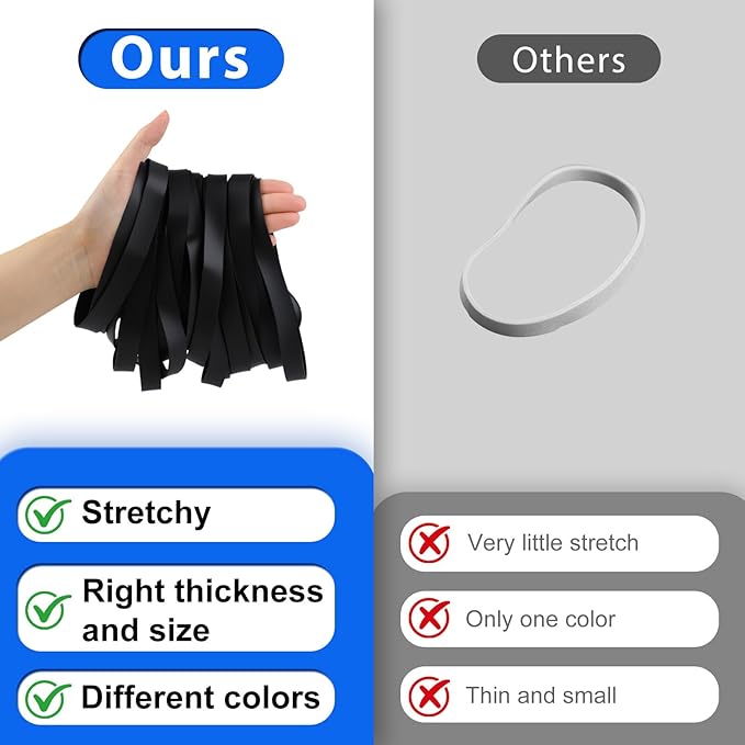 Large Rubber Bands Heavy Duty, 22 Pcs Size 107 Black Rubber Bands, Elastic Bands Suitable for Office Supplies and Trash Cans.