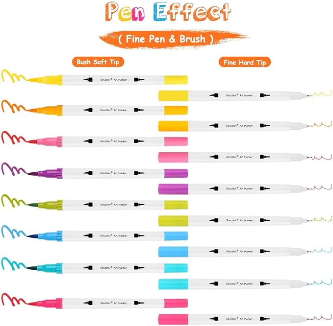Soucolor Teacher Appreciation Gifts, College Graduation Gifts, 36 Colors Dual Tip Art Brush Markers Pens for Adult Coloring Books Kids Note taking Planner Lettering Drawing Preppy School Stuff
