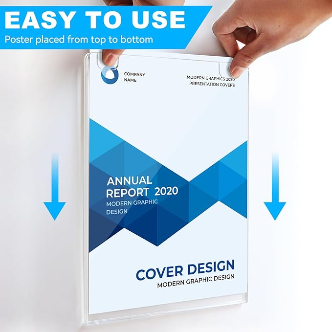 EHWINE 4 Pack 8.5x11 Wall Mount Acrylic Sign Holder, Acrylic Wall Sign Photo Menu Flyer Display Holder, Plastic Clear Picture Adhesive Frames for Office Business Store (Provide Mounting Screws)