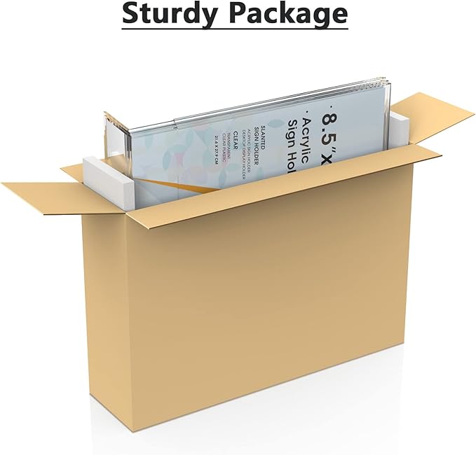 MaxGear Acrylic Sign Holder 8.5 x 11 Inches, Clear Sign Holders Plastic Display Stand Slant Back Countertop Display Picture Frames for Menus, Flyer, Use In Office, Store, 24 Pack