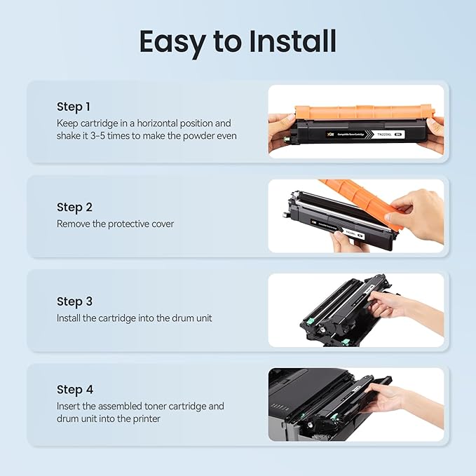 XJI Compatible Toner Cartridges Replacement for Brother TN229XL TN 229XL 229 229XXL TN229 XL TN229XXL High Yield Ink 4 Pack, for HL L3220CDW L3280CDW L3300CDW MFC L3720CDW L3780CDW Printer (with Chip)