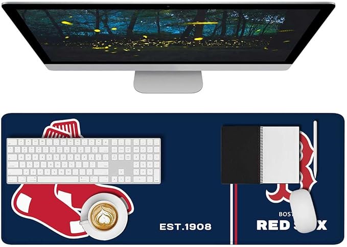 Generic Baseball Mouse Pad Extended Large Gaming Desk Pad 31.5 x 11.8 Inch, XL Mousepad Topographic Mouse Pad with Anti-Slip Rubber Base for Boston Home Office