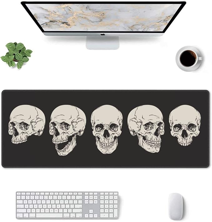 Human Skull Gaming Mouse Pad Non Slip XL Large Mousepad Stitched Edge Rubber Base Desk Mat for Laptop PC Computer
