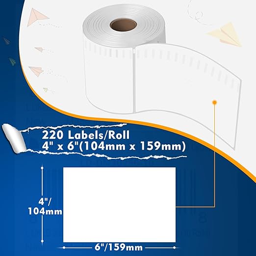 L LIKED 880 PCS 4"x 6" Direct Thermal Labels White Perforated Shipping Label, 220 Labels/Roll,Strong Adhesive, Compatible with DYMO 4XL 1744907,Zebra, Rollo, Jadens, Nelko,4 Rolls