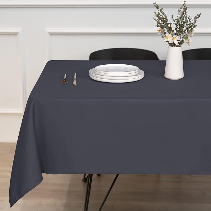 Sancua Rectangle Tablecloth - 70 x 108 Inch, Grey, Polyester, Stain & Wrinkle Resistant, Perfect for Dining Table, Buffet, Parties, Camping
