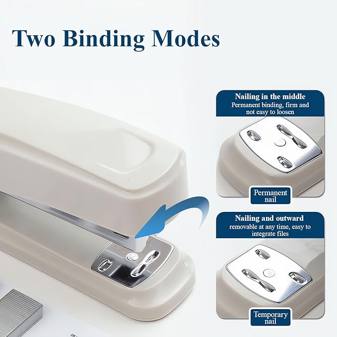 M&G Desktop Stapler with 25 Sheet Capacity, Two Binding Modes, Basic Stapler Set with 1000 Staples and Remover, Durable Staplers for Office School Home (Grey)