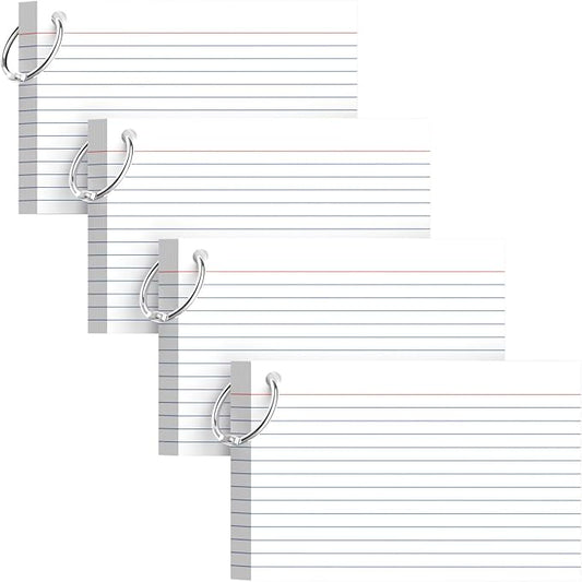 160-Pack White Index Cards 4x6 Inch w/Key Ring – 180gsm Heavyweight Flashcards – Flash Cards Study & Note Cards – Perfect for Study, Notes & Memory, Students School Supplies