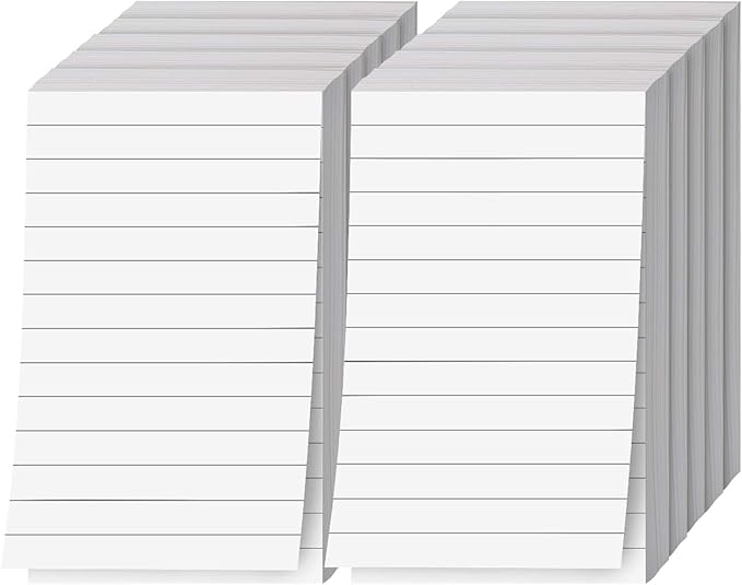 Memo Pads, White, With Black Lines – Lined Paper Notepads, Scratch Pad, Writing Pad for Planning, To-Do Lists, Appointments, Reminders, Home, Office – 50 Sheets Per Pad, 10 Pads per Pack – 3" x 5"