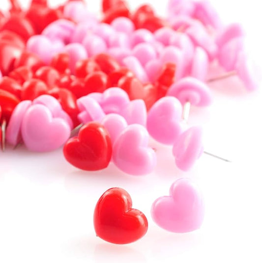 100pcs Heart Shape Push Pins for Home School Office Notice Board Cork Board,Cute Thumbtacks Tacks Decorative Pushpins Accessories Supplies(Pink +Red)