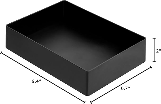 Amazon Basics Rectangular Plastic Desk Organizer with Storage Trays, Accessory Tray, 9.4 x 6.7 x 2 inch, Black, 1 Pack