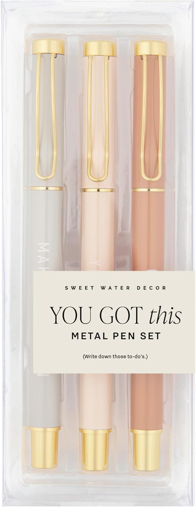 Sweet Water Decor You Got This Metal Pen Set - Inspirational Gifts for Women - Medium Ballpoint Pens with Black Ink - Motivational Office Accessories and Desk Decor - New Job and Graduation Gifts