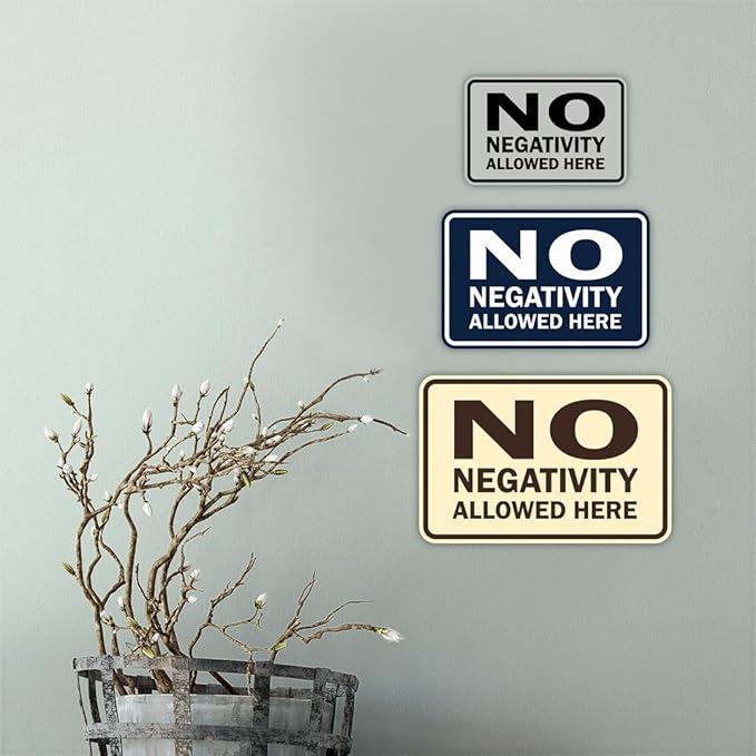 Signs ByLITA Classic Framed No Negativity Allowed Here Sign (Lt Gray) - Large 1 Pack