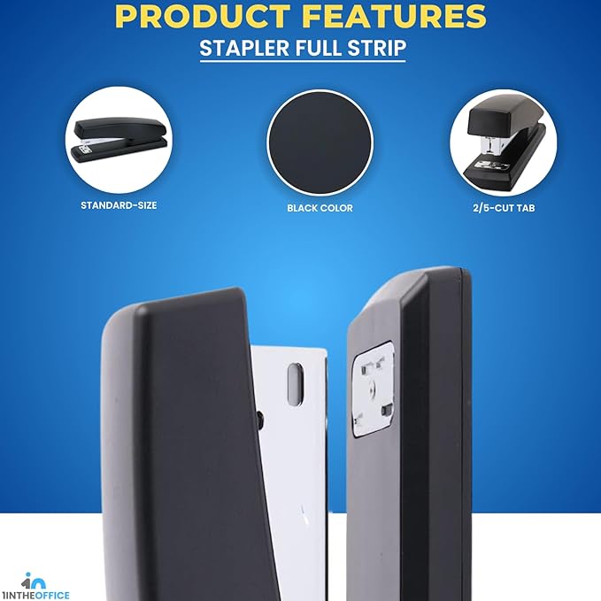 1InTheOffice Office Stapler for Desk, Heavy Duty Desk Stapler, Black, 20 Sheets Capacity,2 Pack