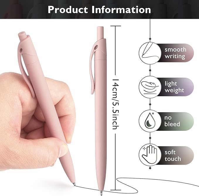 Bribobo 8-Pack Retractable Ballpoint Pens, Smooth Writing, Black Ink, Comfortable Grip, Ideal for Office, School & Everyday Use