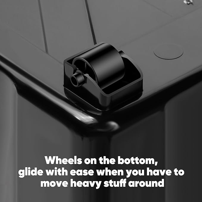 Nazhura 97 Quart Plastic Storage Bin, Stackable and Nestable Storage Boxes with Yellow Lids and Secure Latching Buckles, Large Storage Container (Black/Yellow, 97Quart-4Pack)