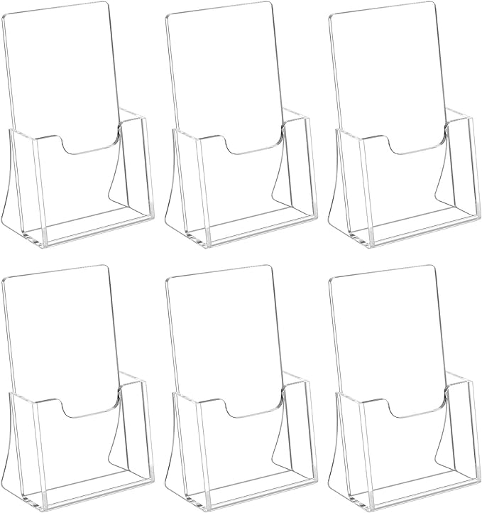 HIIMIEI Brochure Holder 4 x 6 inches, Acrylic Flyer Holder with 6 Pack, Plastic Stands for Displaying Flyer, Magazines, Pamphlets, Literature, Brochures, Booklets, Menu