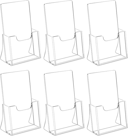 HIIMIEI Brochure Holder 4 x 6 inches, Acrylic Flyer Holder with 6 Pack, Plastic Stands for Displaying Flyer, Magazines, Pamphlets, Literature, Brochures, Booklets, Menu