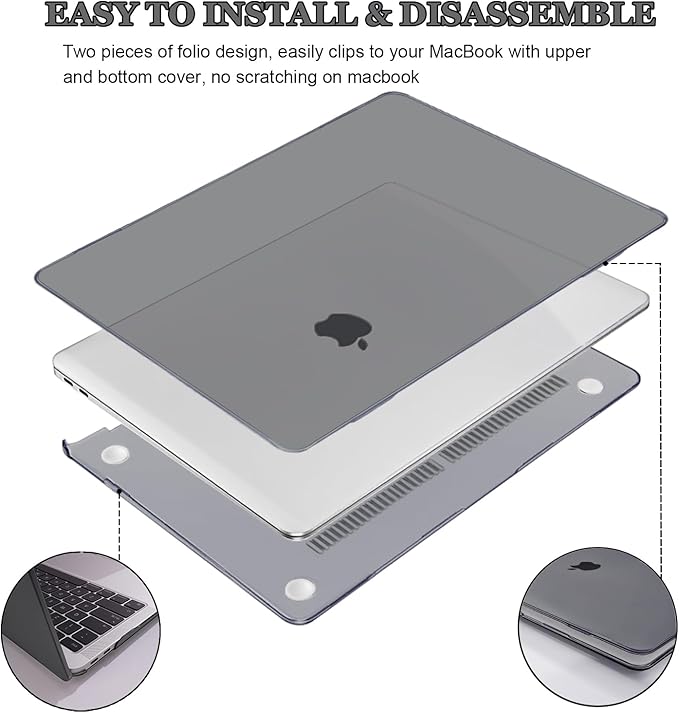 Compatible with MacBook Air 13 inch Case 2021 2020 2019 2018 Release M1 A2337 A2179 A1932, Plastic Hard Shell Cover Keyboard Skin Screen Film for MacBook Air 13 Inch M1 Case, Crystal Black