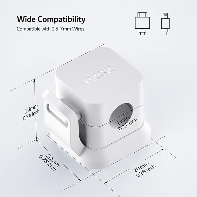 PZOZ 6 Pack Cord Organizer, Adhesive Charger Cable Clips, Wire Holder Keeper Organizer, Charging USB Cable Management for Home Office Desk Phone Car Wall Desktop Nightstand (White)
