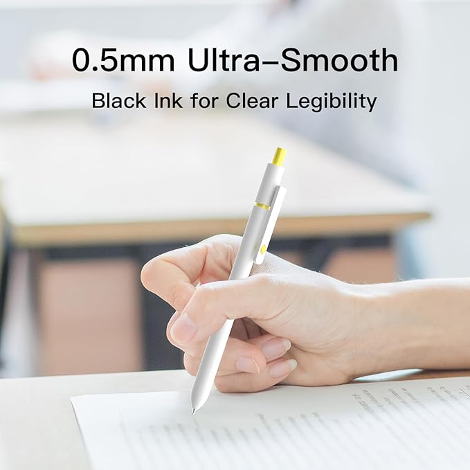 White Gel Pens,0.5mm Fine Point Tip,Quick Drying Ink, Aesthetic Cute Office School Supplies Gifts for Women Men, High-End Series for Journaling Note Taking(10 Pcs Black Ink-Pearl White shaft pen)