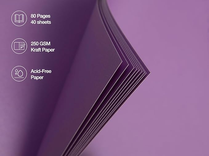 potricher 10 x 10 Inch DIY Scrapbook Photo Album 80 Pages Thick Kraft Blank Purple Paper Memory Book for Wedding and Anniversary Family (Purple, 10 Inch)