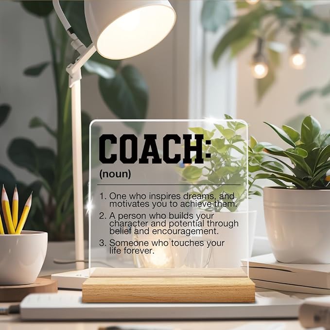 Coach Gifts for Men Women, Best Gift for Coaches, Gifts for Coach, Coach Definition Acrylic Desk Sign Office Decor