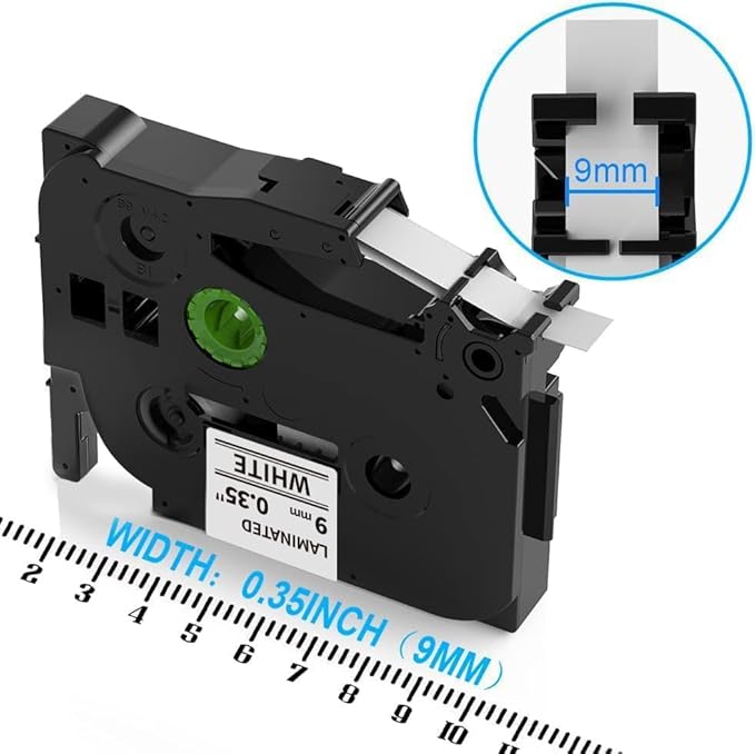 MarkDomain 3-Pack 9mm Label Tape TZe-221 Replacement for Brother TZe TZ Tape 9mm 0.35" Laminated White Label Maker Tape TZe221 TZ221 Work with Ptouch PT H100 H110 D210 D400AD 1290