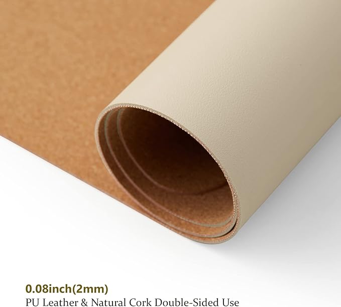 Cork Desk Mat - Dual-Sided Desk Pad for Office and Home - Desk Organization and Accessories - Ideal for Large Mouse Pad and Desk Mats on Top of Desks(Beige,36"x 17")