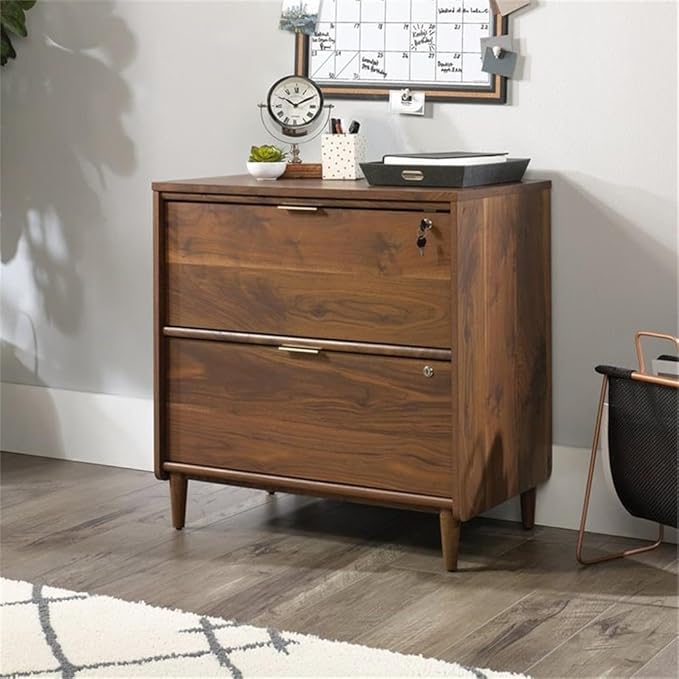 Pemberly Row 2 Drawers 30.28" Vertical Walnut Engineered Wood Filing Cabinet Lockable Easy Assembly Stationary Legal/Letter Size for Home, Office