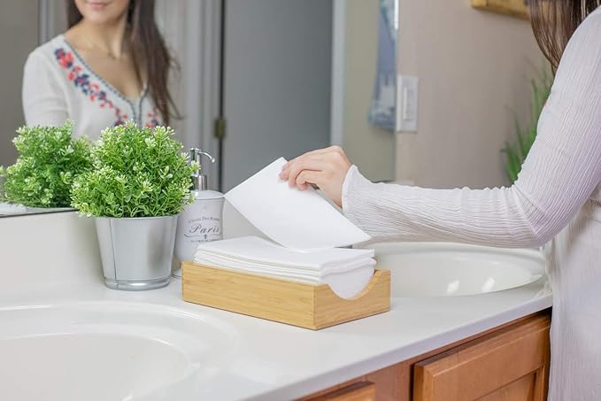 100 Paper Towels Cloth-Like Hand Tissue Paper Napkins, Disposable Hand Towels for Bathroom Guests, Disposable Face Towel for Guest, Washcloths or Dinner Napkin, Made in USA, White