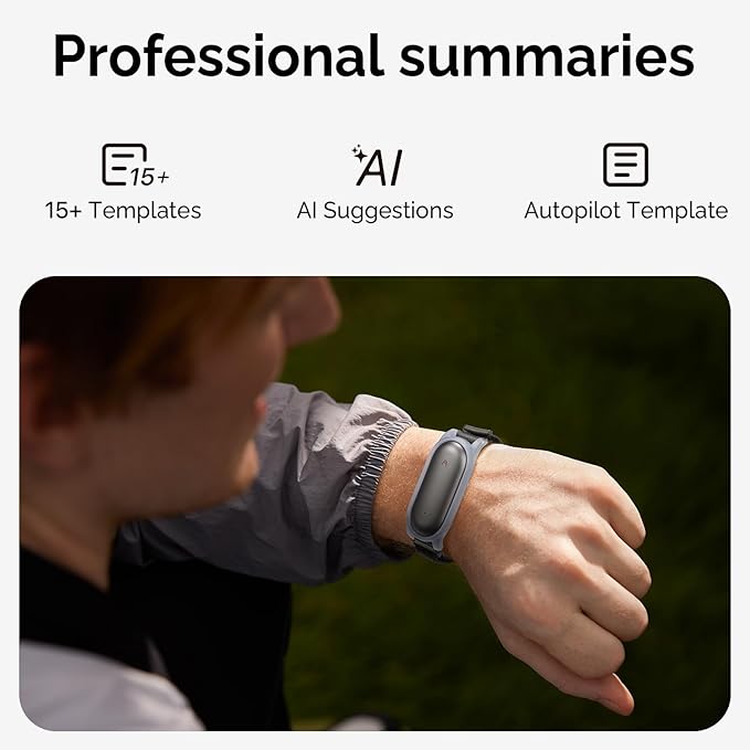 NotePin AI Voice Recorder, Voice Recorder with Adjustable Wearable Strap, Transcribe & Summarize with AI Technology, 64GB Memory